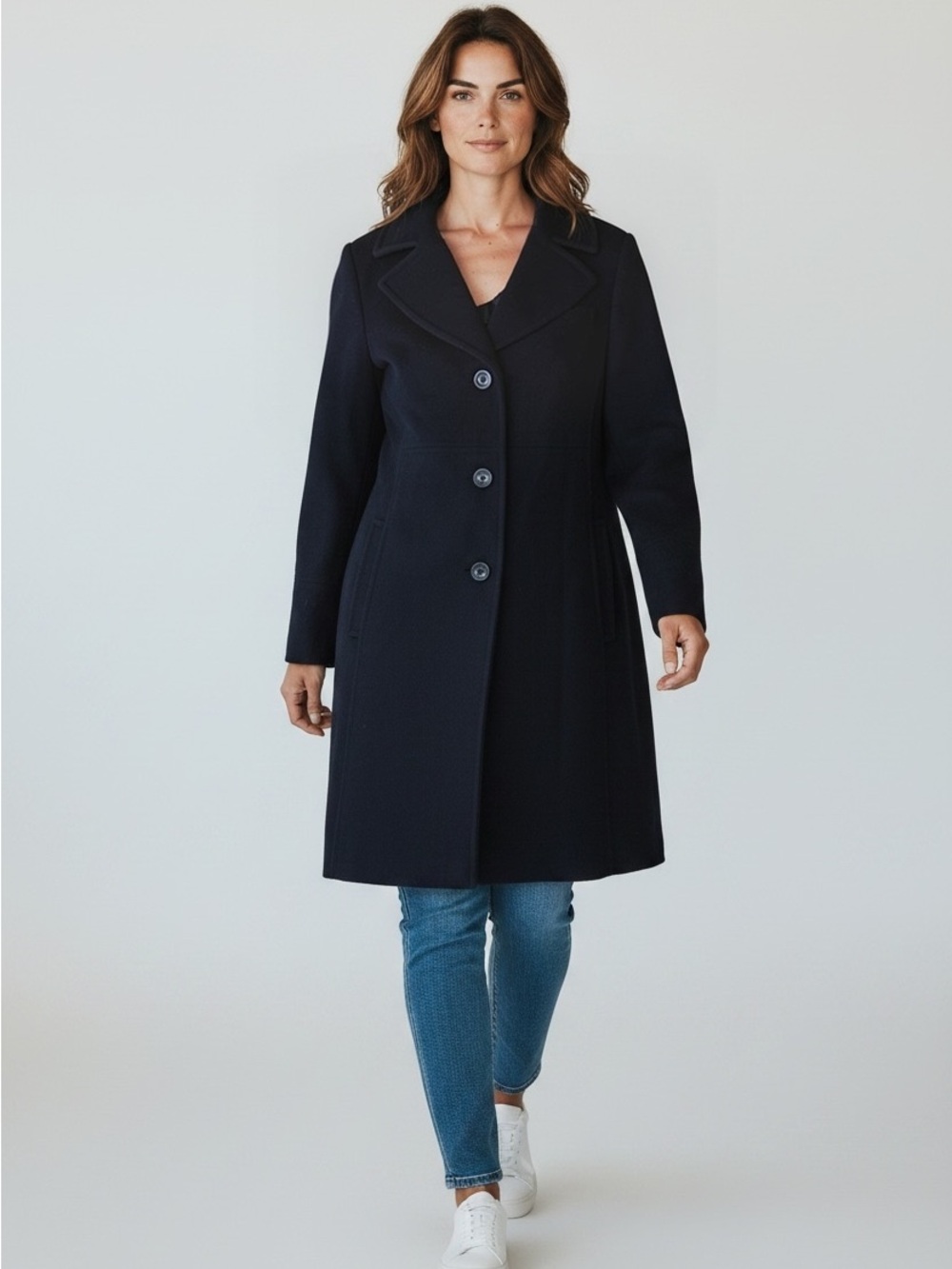 Larry Levine Wool Blend Coat Size 14 Classic 3-Button Notch Collar